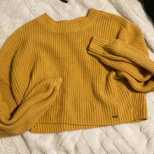Hollister Mustard Cropped Knitted Sweater